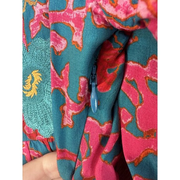 Figue Lucie Mini Dress Floral Embroidered Size XS Long Sleeve - Picture 6 of 13